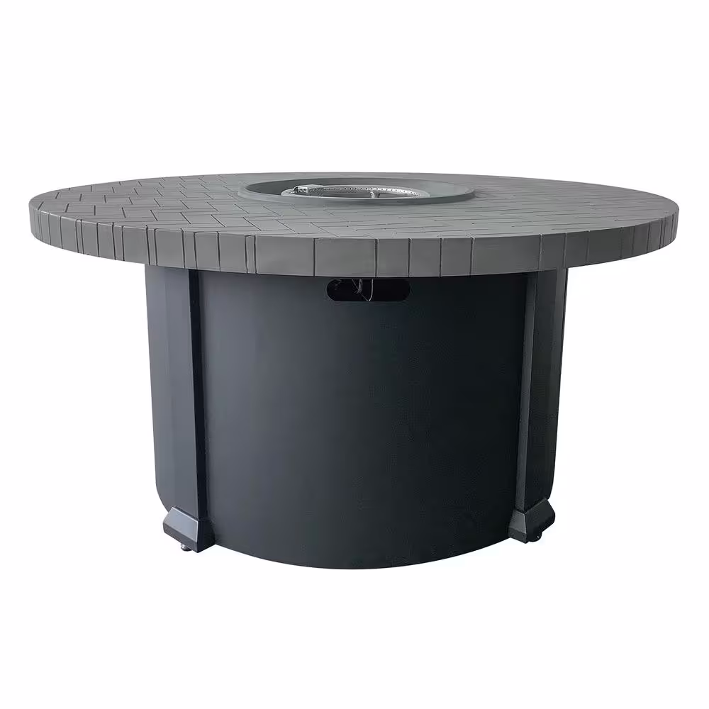 None 48 in. Round Propane Fire Pit with Protective Cover