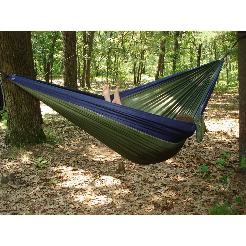 Vivere 10 ft. Parachute Double Hammock in Navy/Olive