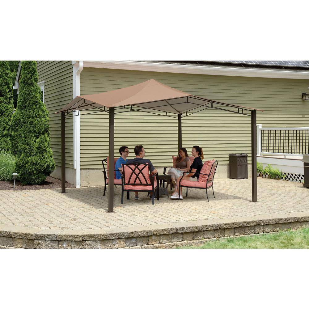 ShelterLogic 12 ft. D x 12 ft. W Sequoia High-Quality Steel Gazebo in Bronze with UV-Protected Cover and Unique Vented Roof