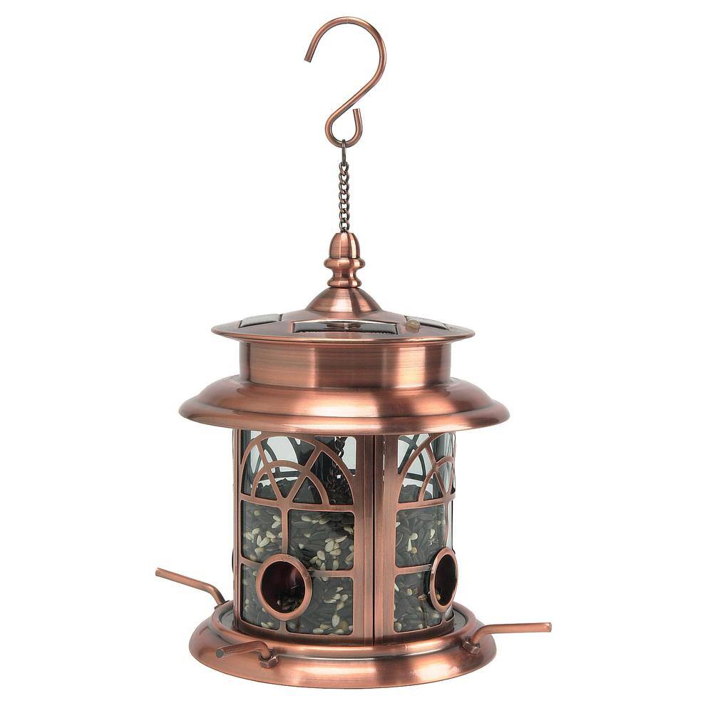 SunRay Arch Inlay Copper Solar Bird Seed Feeder