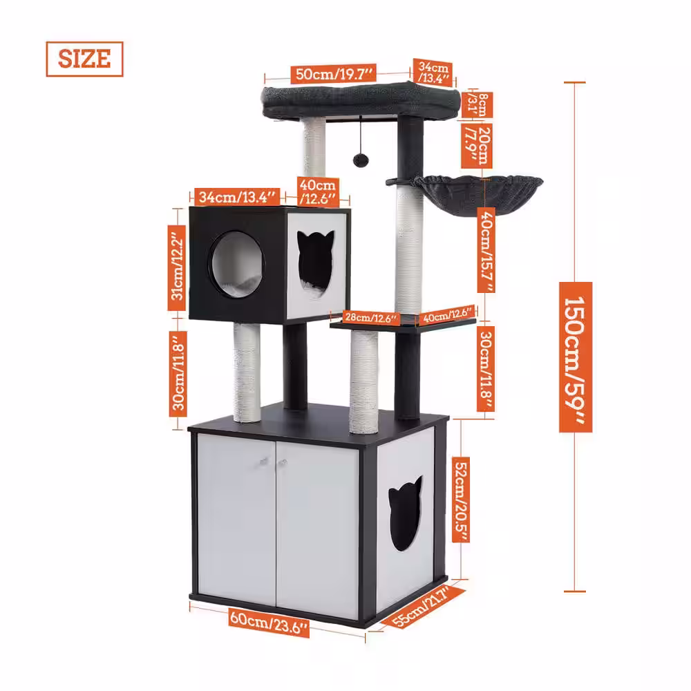 Foobrues Wooden Large Closet Modern Cat Tower Cat House