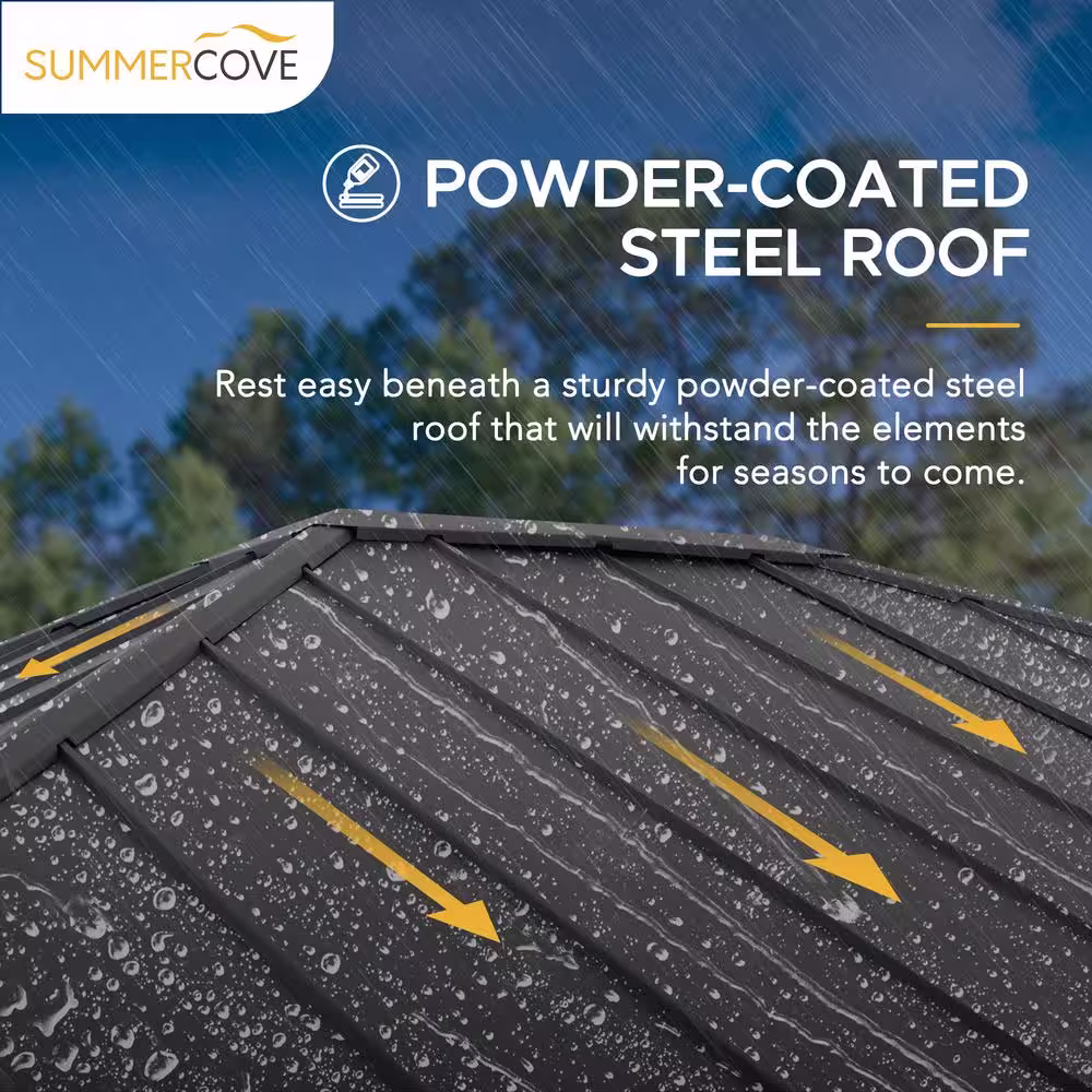 Sunjoy Elmgrove 12 ft. x 14 ft. Hardtop Gazebo with LED Lighting and Bluetooth Sound