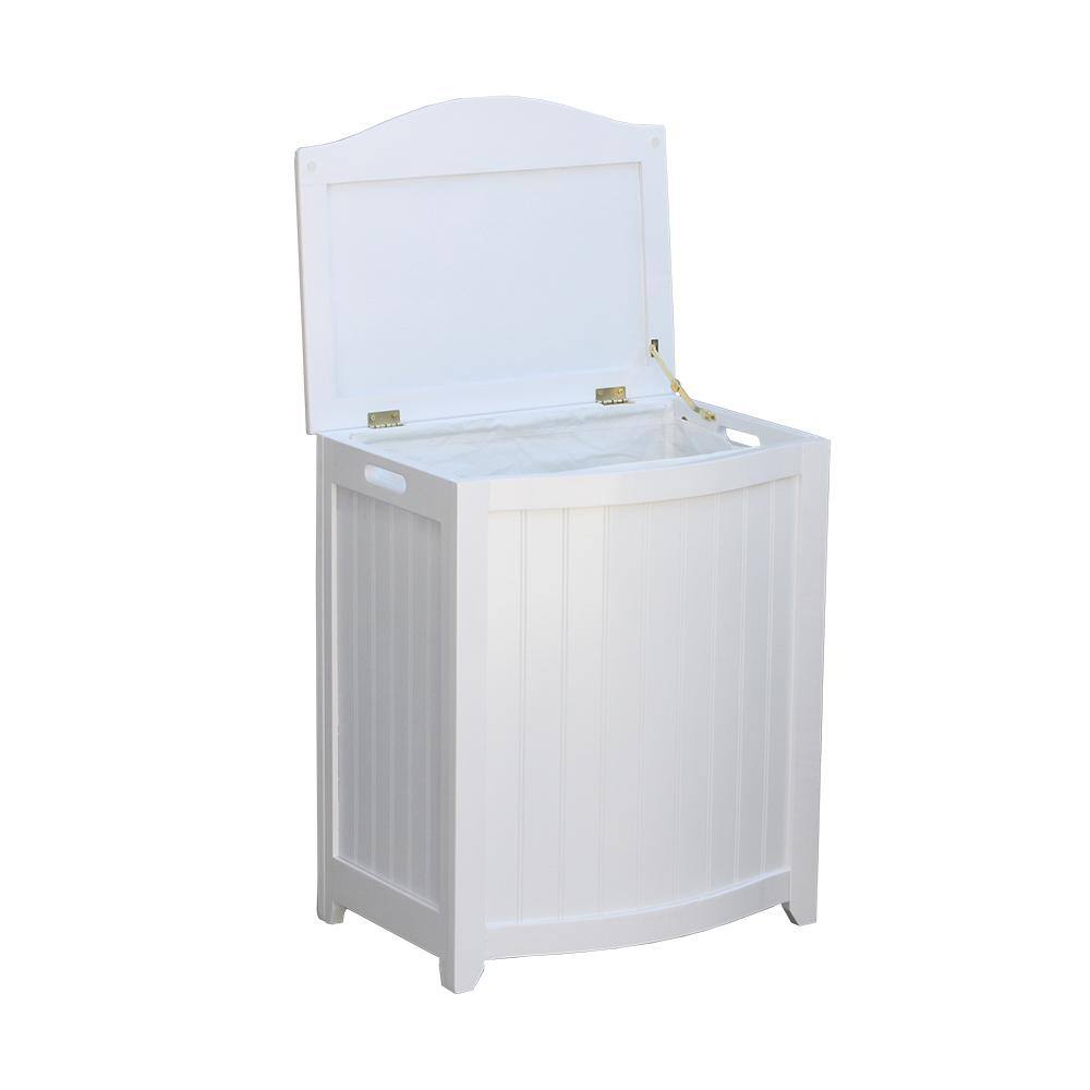 Oceanstar White Wainscot Style Bowed Front Laundry Hamper