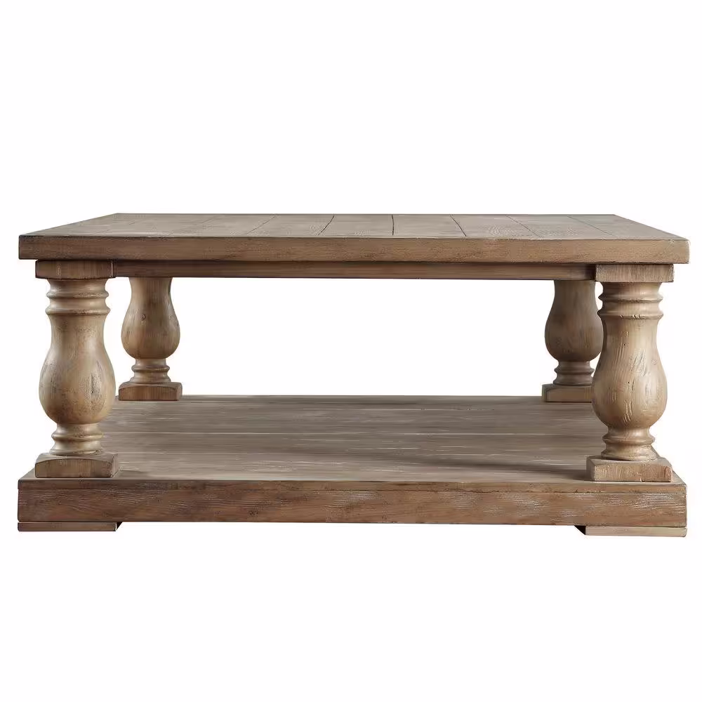 HomeSullivan Malvern 60 in. Light Distressed Natural Large Rectangle Wood Coffee Table