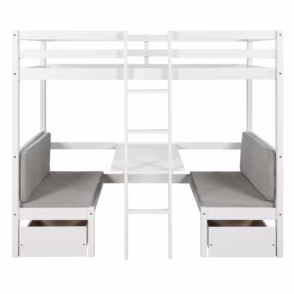 Harper & Bright Designs White Multifunctional Bunk Bed with Desk