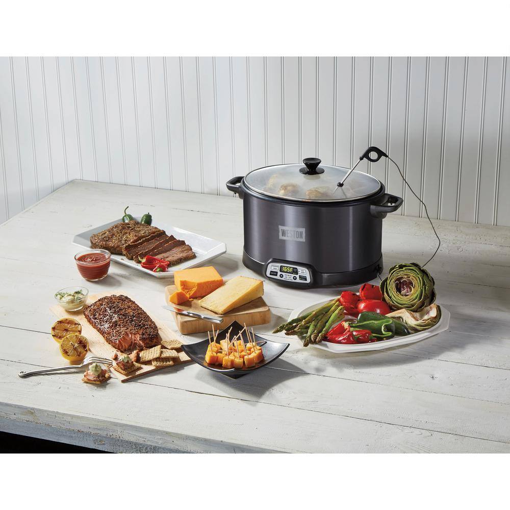 Weston 2-in-1 6 qt. Black Programmable Slow Cooker with Smoker