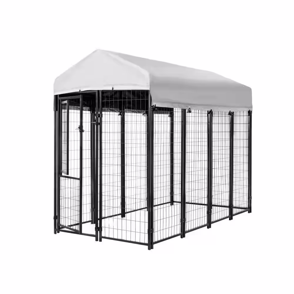 KennelMaster 4 ft. x 8 ft. x 6 ft. Welded Wire Dog Fence Kennel Kit