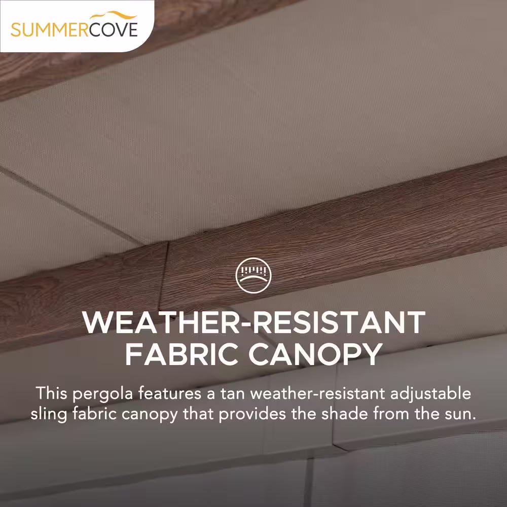 Sunjoy SummerCove Delrey 12 ft. x 14 ft. Light Gray Steel Pergola with Adjustable Canopy