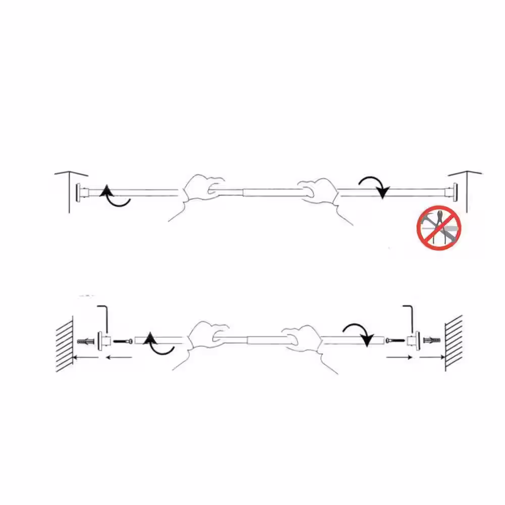 Versailles Home Fashions 48in - 86in SS Tension Rod in Silver