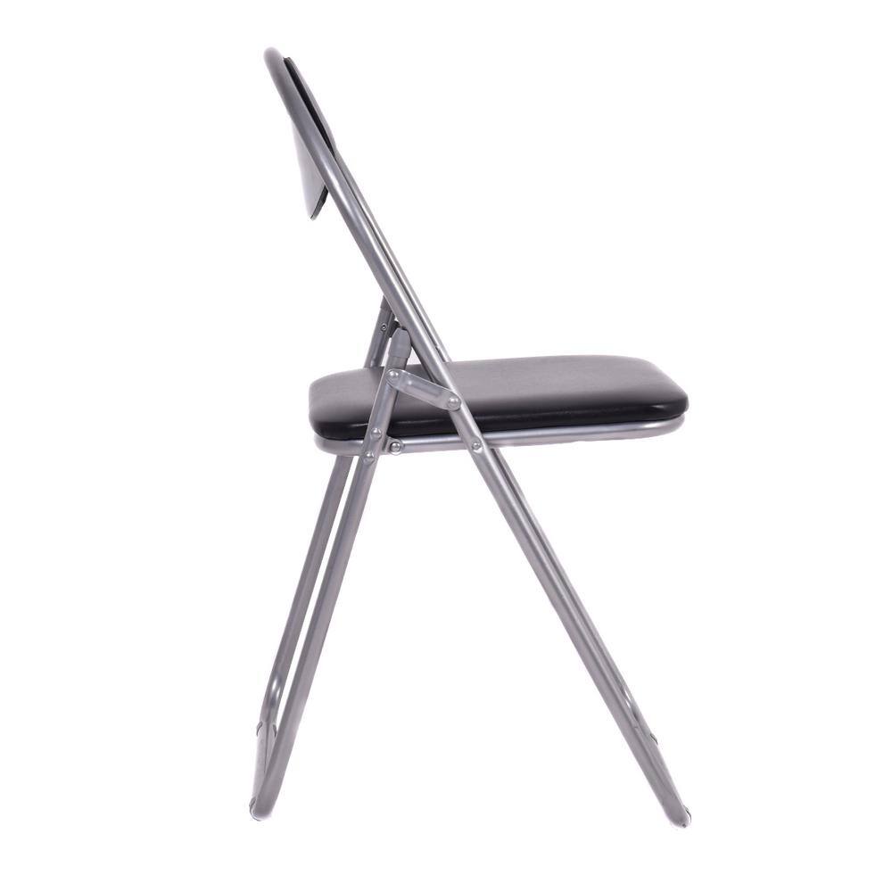 Costway 17 2/5''x18 1/2''x31 1/5'' Black Metal Portable folding chairs (Set of 6 Chairs)