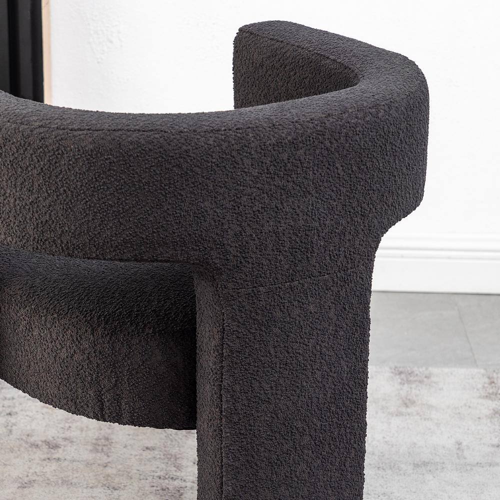 KINWELL Black 28 in. Wide Boucle Upholstered Square Armchair (Set of 2)