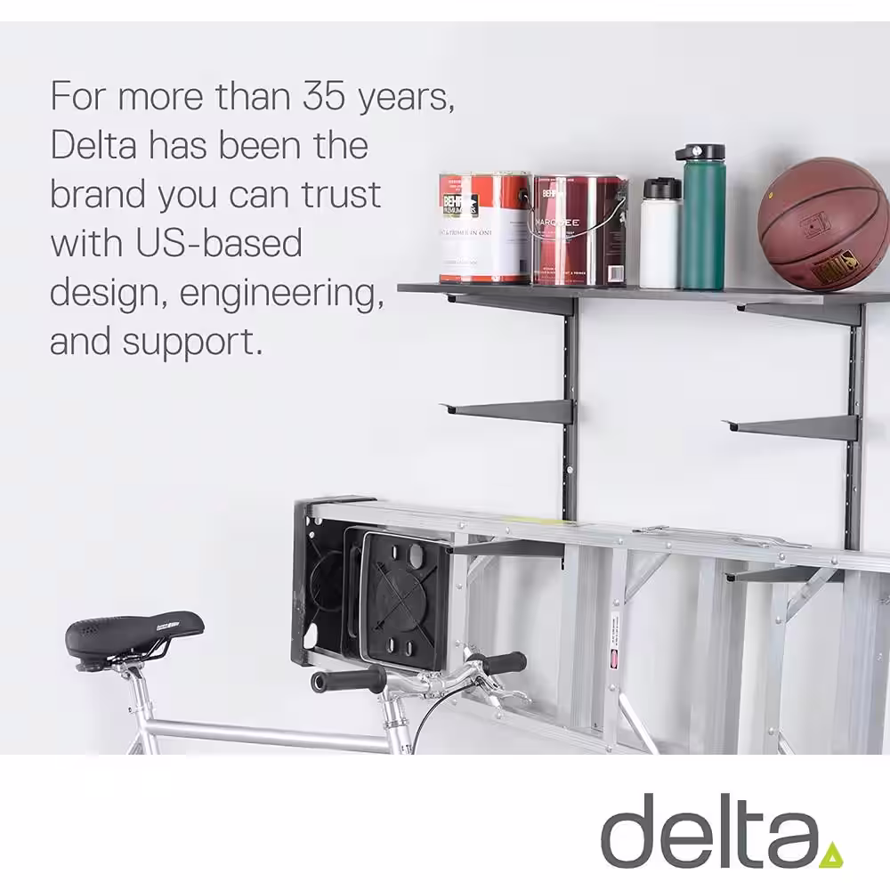 Delta 16 in. x 21 in. Heavy Duty Wall Rack Adjustable 3 Tier Lumber Rack Holds 480 lbs. Steel Garage Wall Shelf with Brackets
