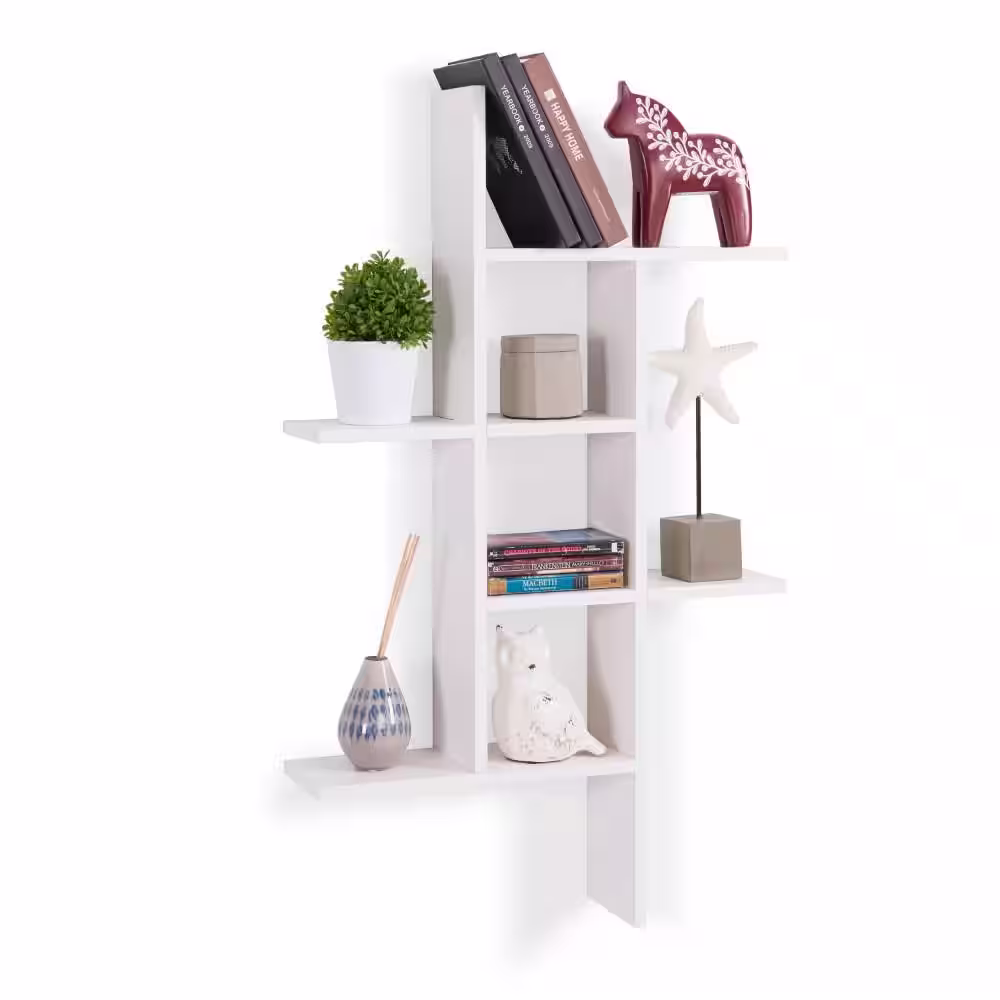 DANYA B Cantilever White MDF Floating Wall Shelf