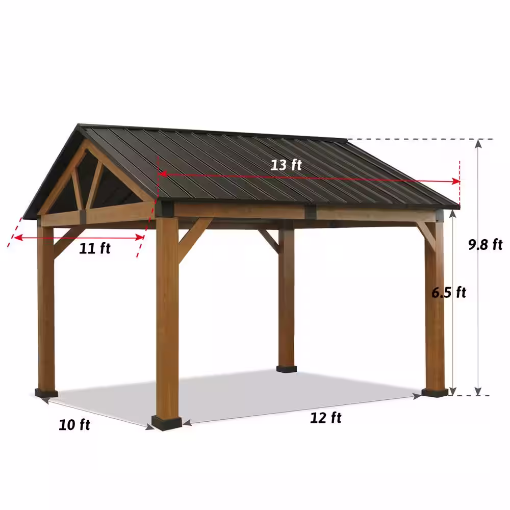 CoastShade 11 ft. x 13 ft. Solid Patio Gazebo Garden Gazebos Thermal Transfer Frame and Steel Ventilation Hardtop