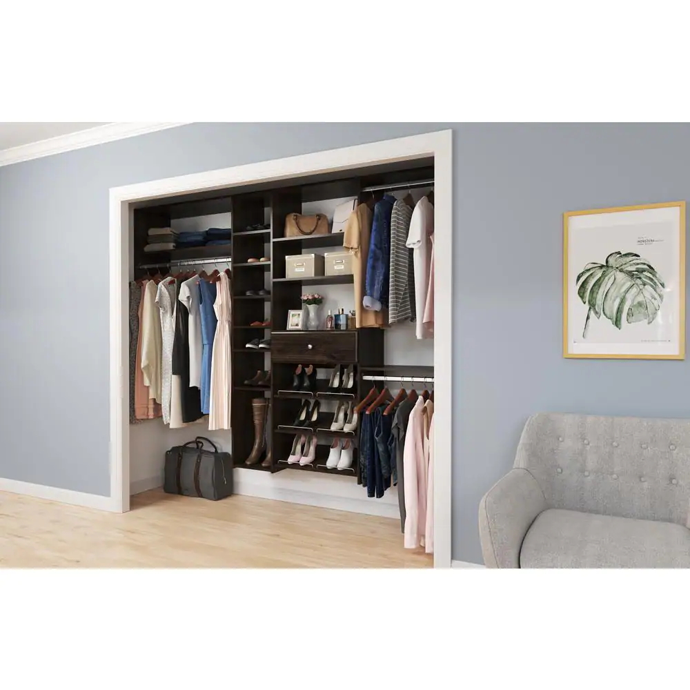 Closet Evolution 35 in. x 14 in. Espresso Wood Shelves (2-Pack)