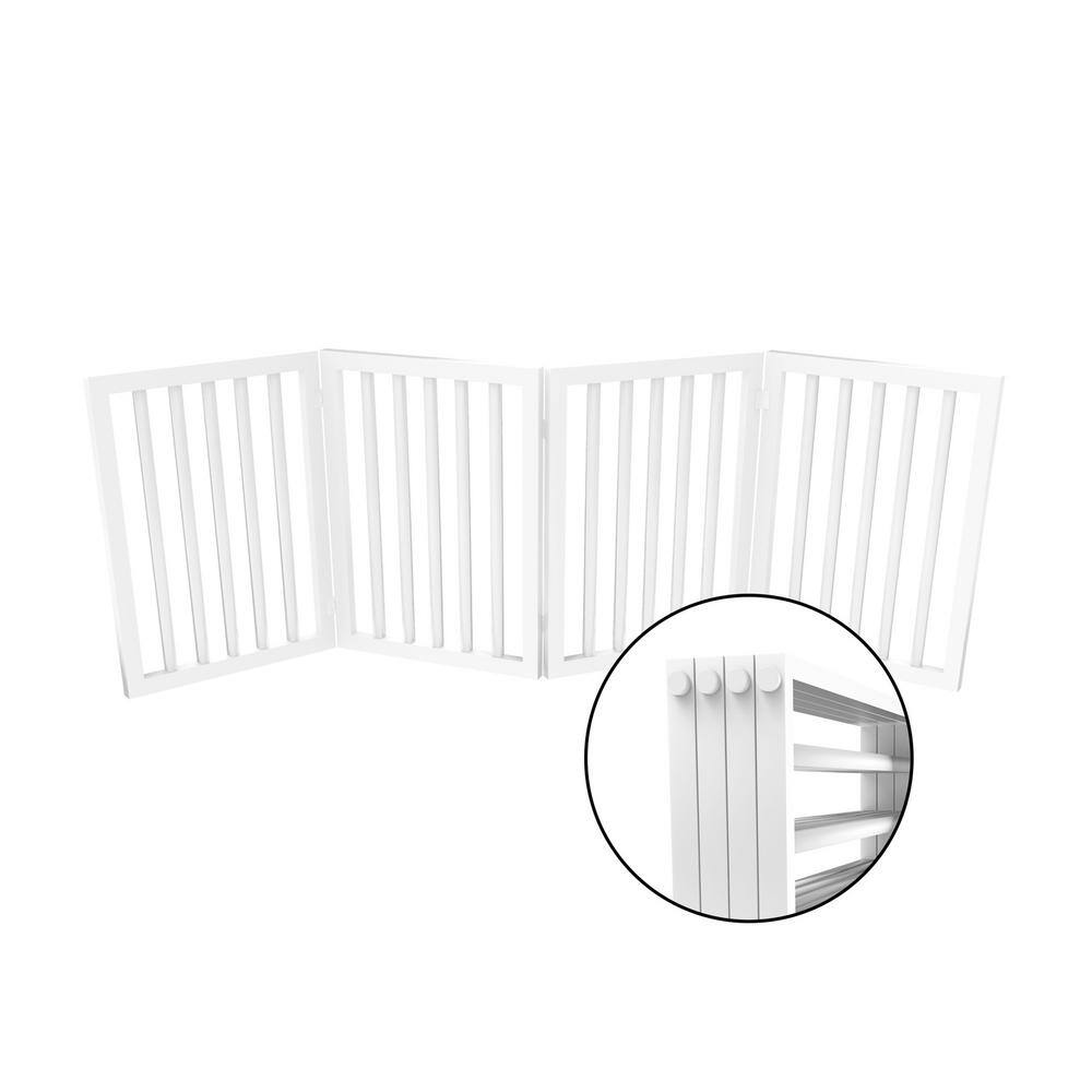 Petmaker 4-Panel Wooden Freestanding Folding Pet Gate in White