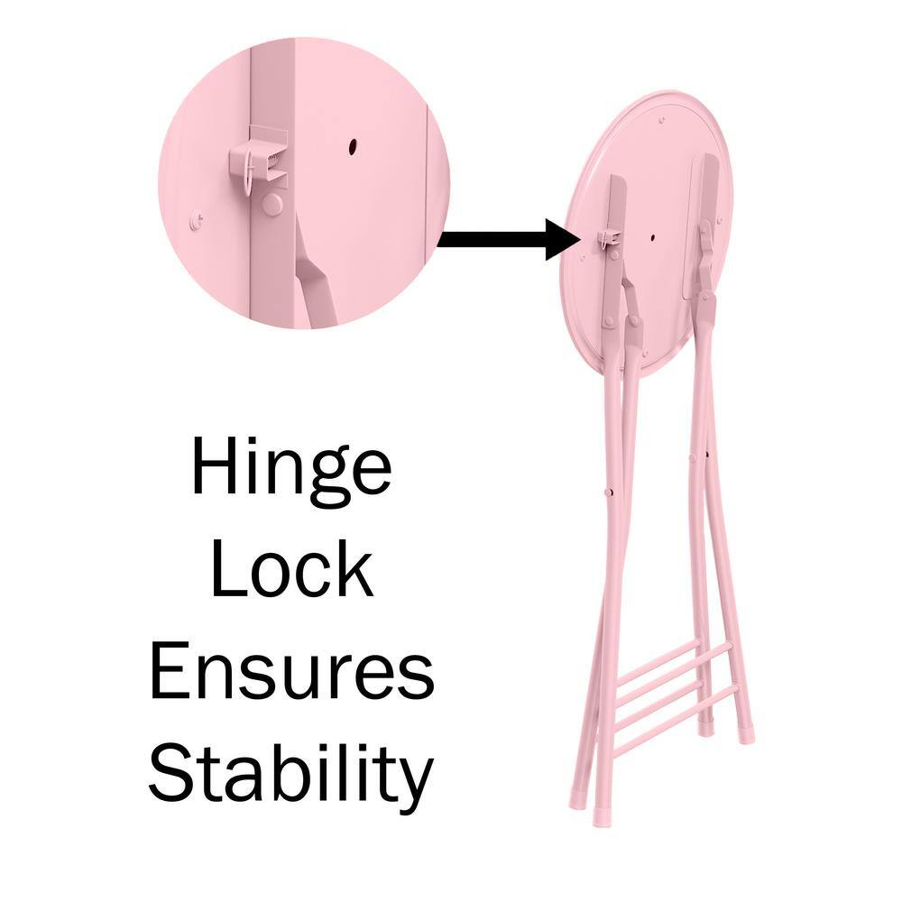 Trademark Home Pink Steel Padded Seats Folding Bar Stools 24 in. Set of 4