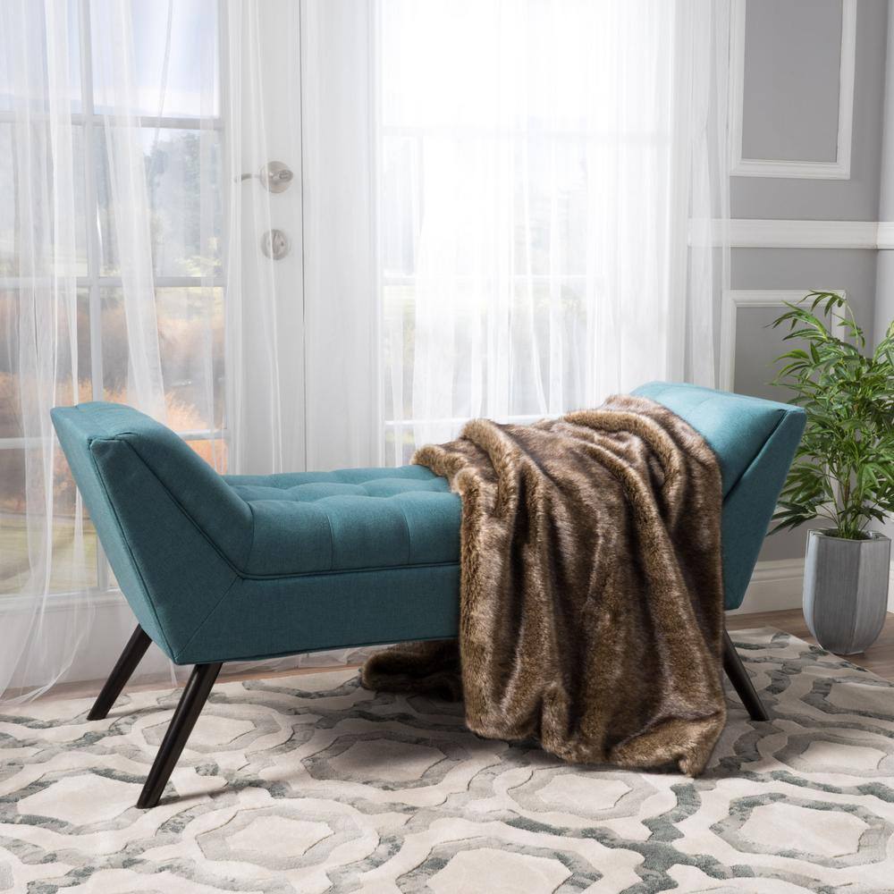 Noble House Demi Dark Teal Upholstered Bench (23.50 in. x 52 in. x 19.50 in.)