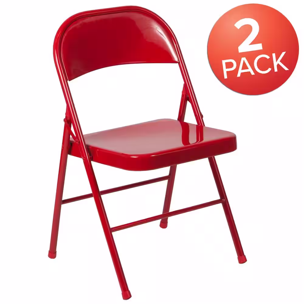 Carnegy Avenue Red Metal Folding Chair (2-Pack)