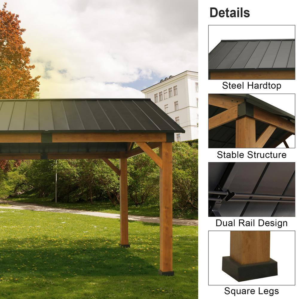 CoastShade 11 ft. x 13 ft. Solid Patio Gazebo Garden Gazebos Thermal Transfer Frame and Steel Ventilation Hardtop