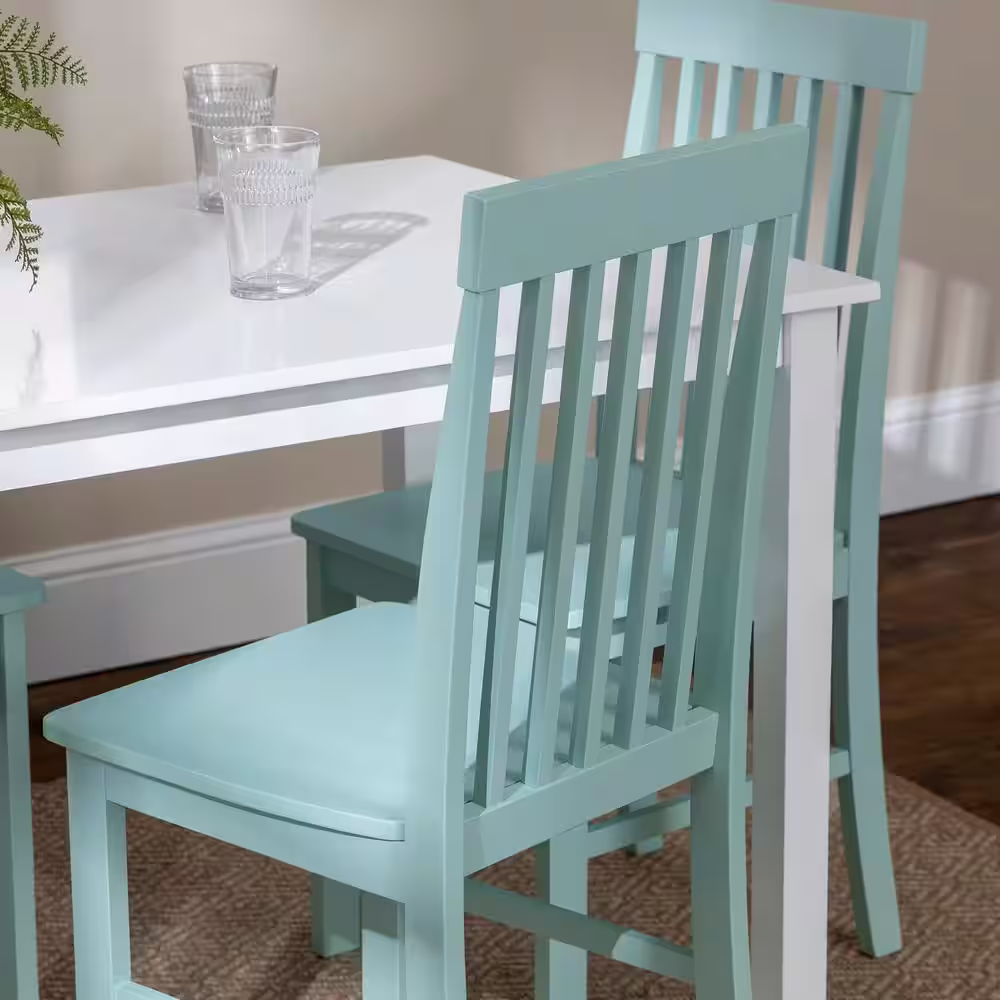 Walker Edison Furniture Company 5-Piece Modern Farmhouse Dining Room Set - Solid White/Sage