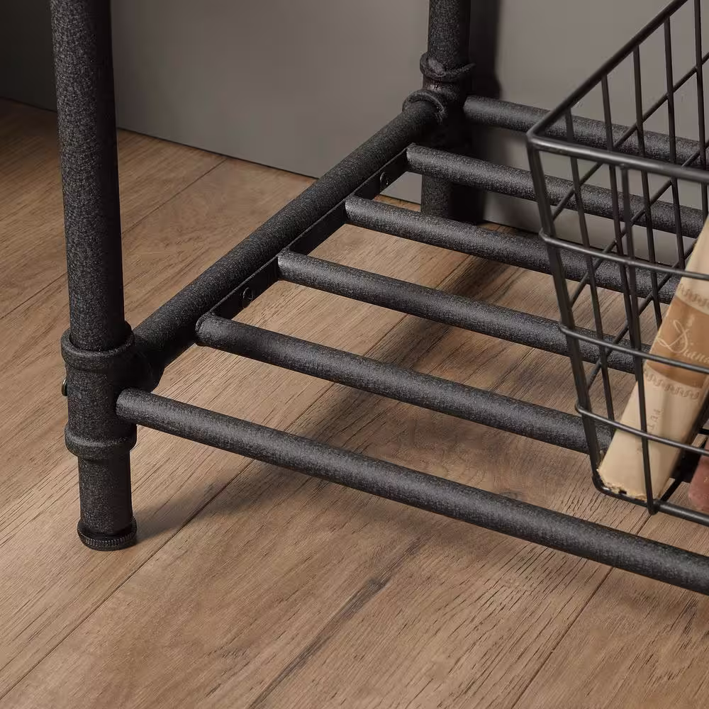 SAUDER 75.66 in. Checked Oak Metal 5-shelf Accent Bookcase with Open Back