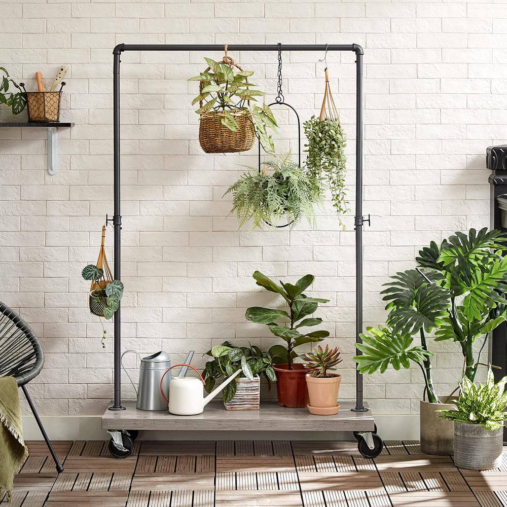 None Black Metal Garment Clothes Rack 41 in. W x 63 in. H