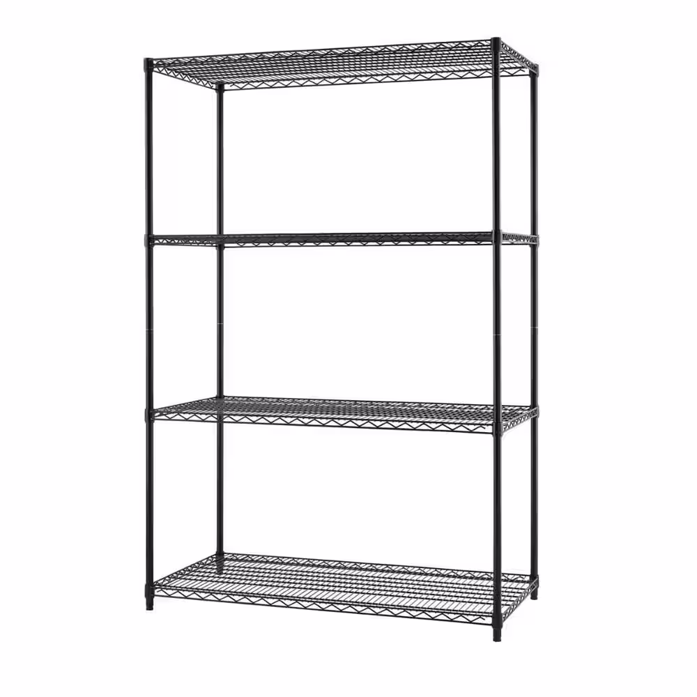TRINITY Black 4-Tier Steel Wire Shelving Unit (48 in. W x 72 in. H x 24 in. D)