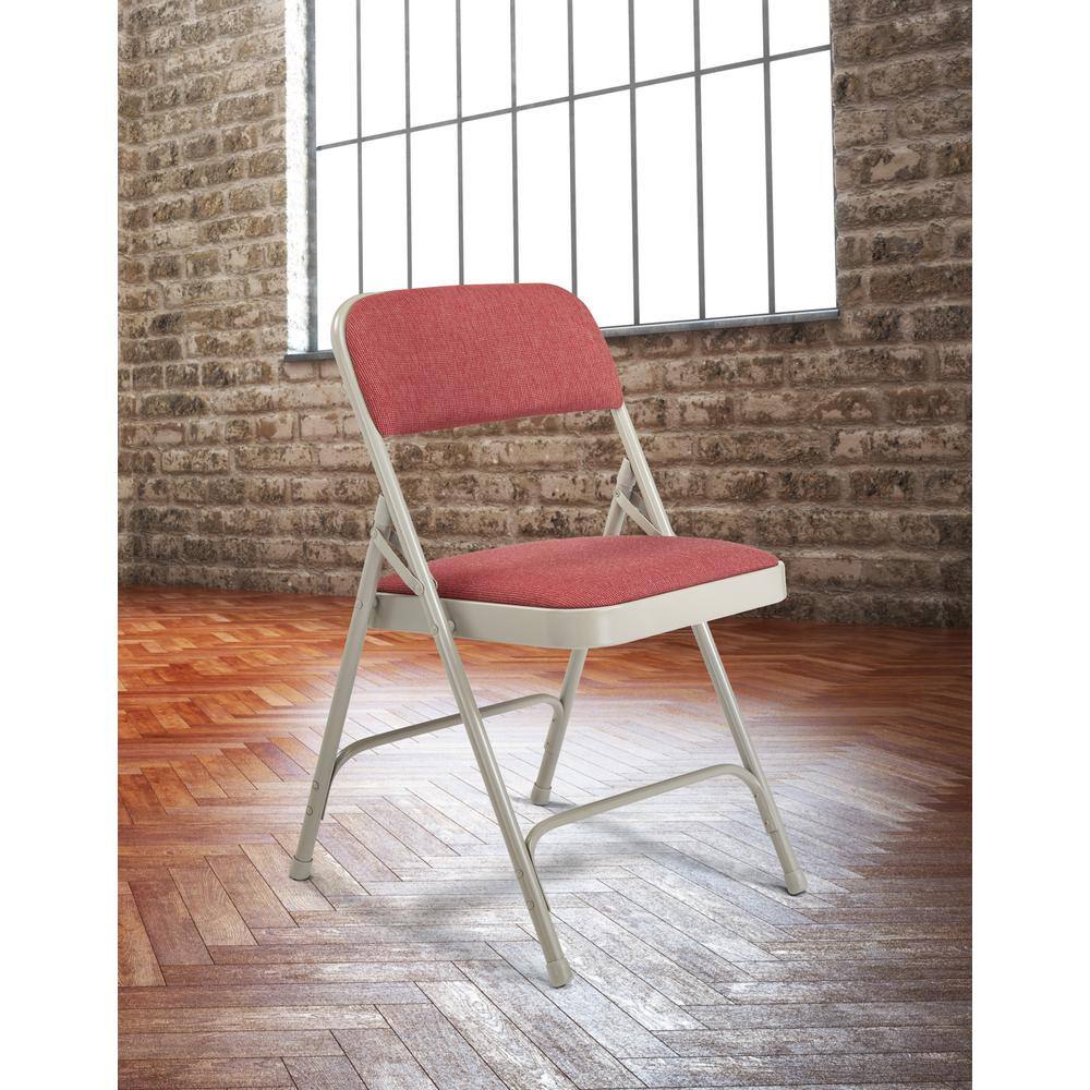 National Public Seating Burgundy Fabric Padded Seat Stackable Folding Chair (Set of 4)