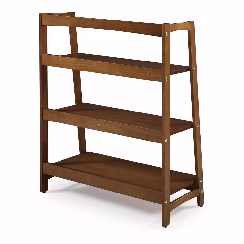 Camaflexi 43.5 in Mid Century Modern 36 in Wide Castanho Solid Wood 3 Shelf Open Bookcase