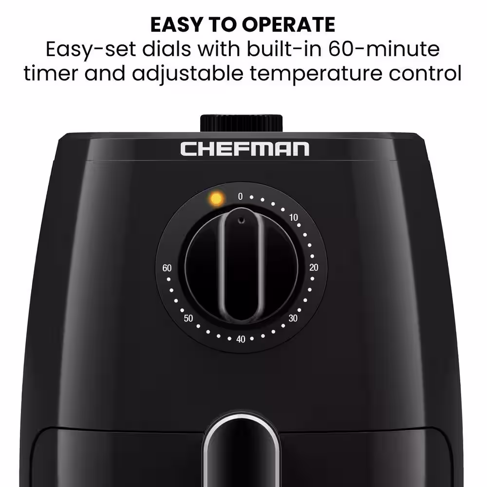 Chefman Countertop Air Fryer, 2 Qt. Black, Air Fryer, TurboFry with Adjustable Temp Control