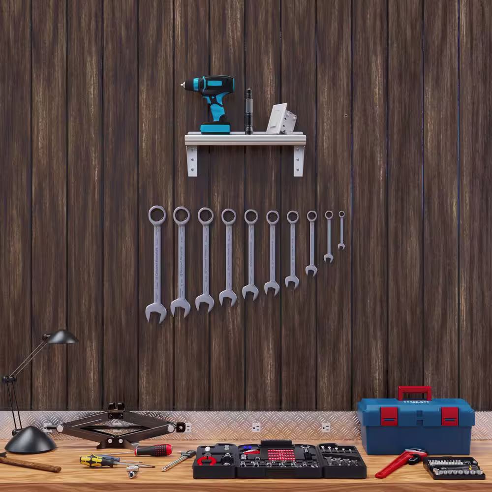 None 8 in. x 16 in. Stainless Steel Wall Shelf. Kitchen, Restaurant, Garage, Laundry, Utility Room Metal Shelf with Brackets