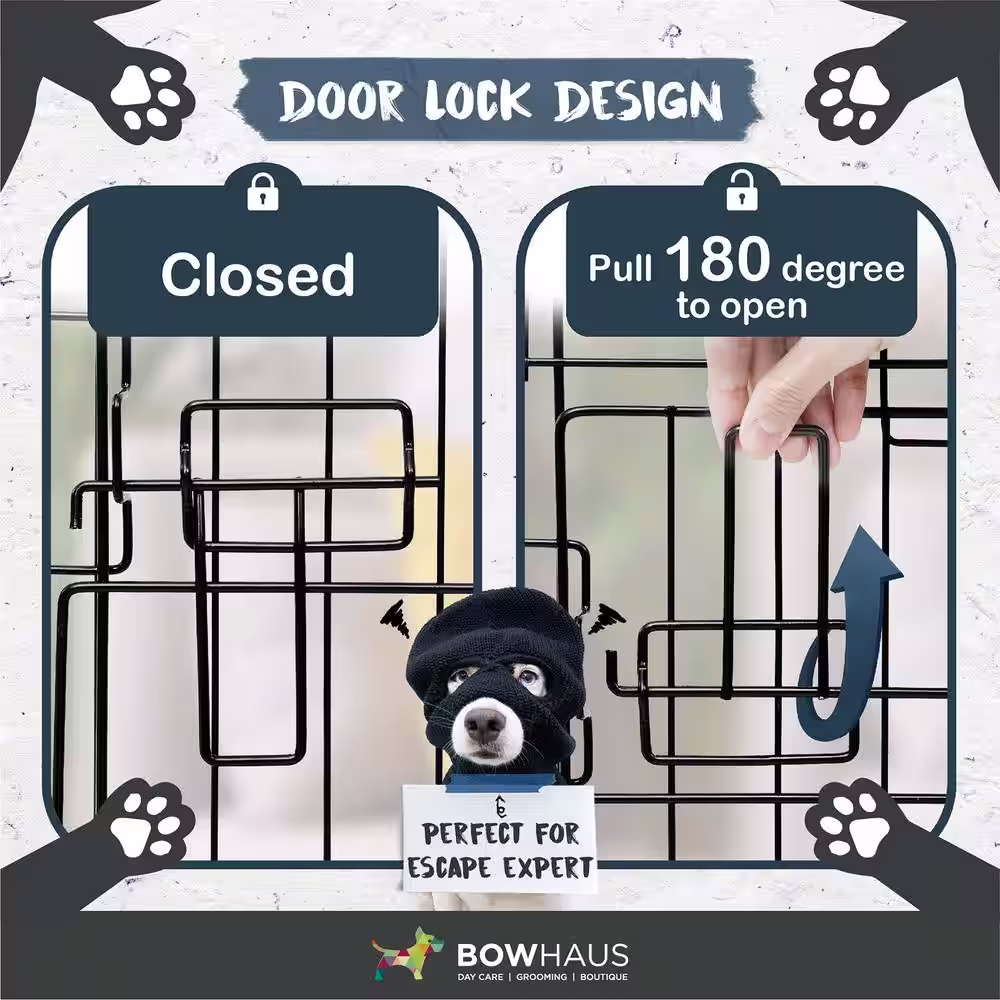 None Foldable Dog Crate Wire Metal Dog Kennel w/Divider Panel, Leak-Proof Pan & Protecting Feet - 36 in. W