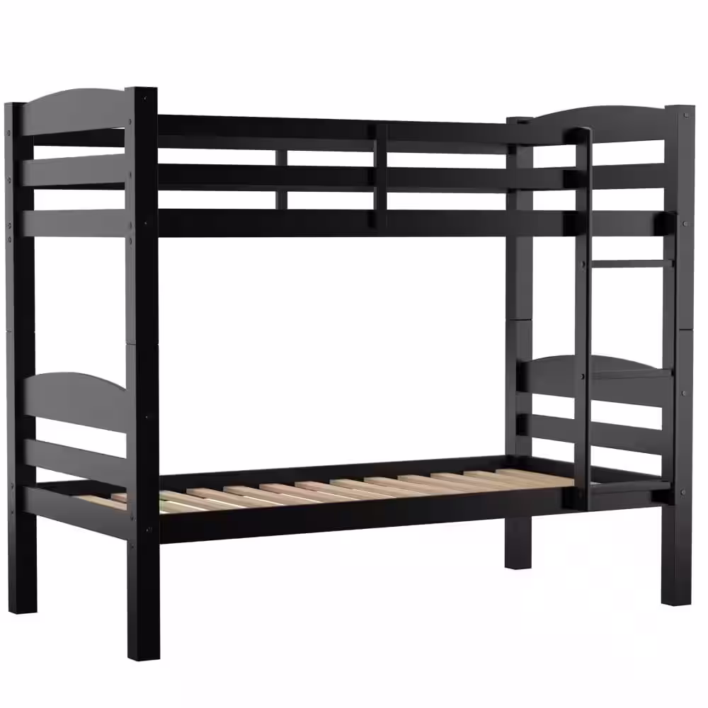 Powell Company Sanders Black Twin Over Twin Bunk Bed with Heavy Duty Slats