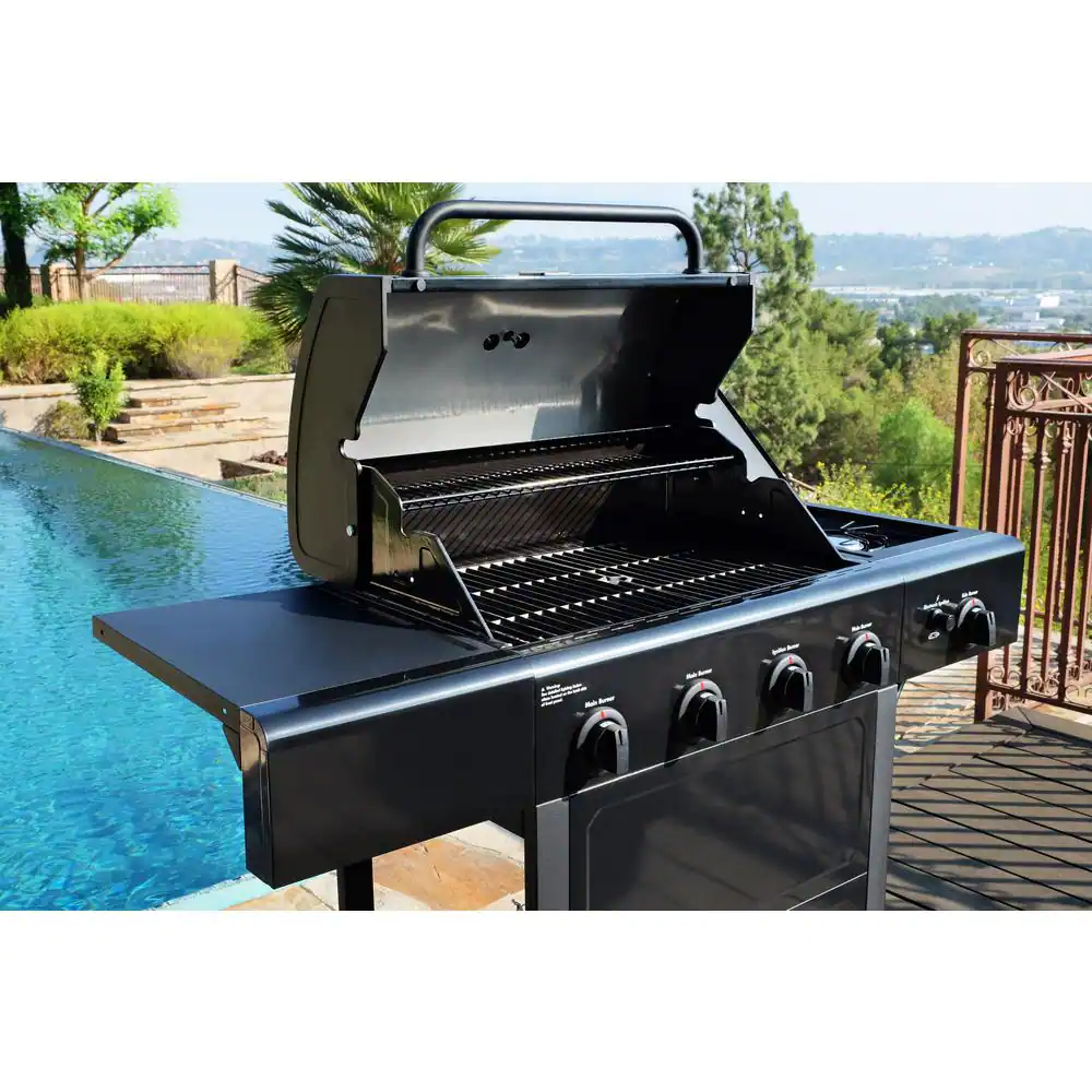 KENMORE Kenmore 4 Burner Open Cart Propane Gas BBQ Grill with Side Burner, Black