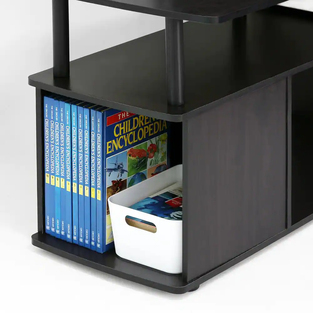 Furinno Jaya 48 in. Blackwood Large Rectangle Wood Coffee Table with Shelf