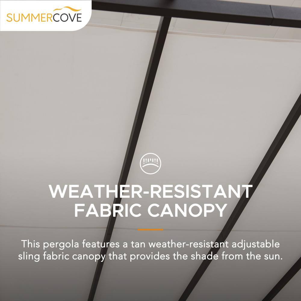 Sunjoy Locust 9.5 ft. x 9.5 ft. Black Steel Classic Pergola with Adjustable White Shade