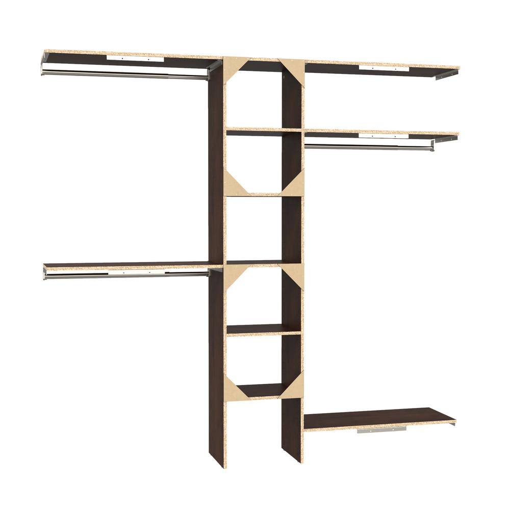ClosetMaid Style+ 64.9 in W - 112.9 in W Chocolate Basic Narrow Wood Closet System Kit