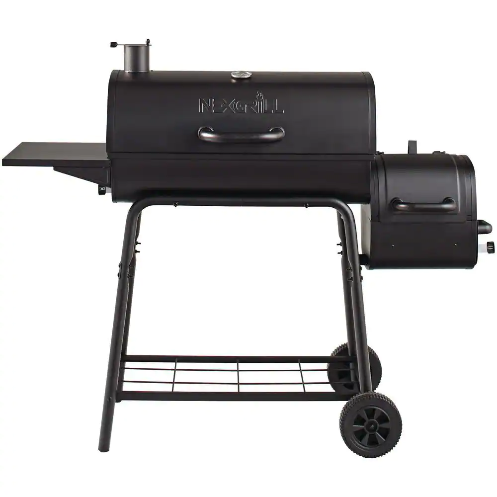 Nexgrill 29 in. Barrel Offset Charcoal Smoker and Grill in Black