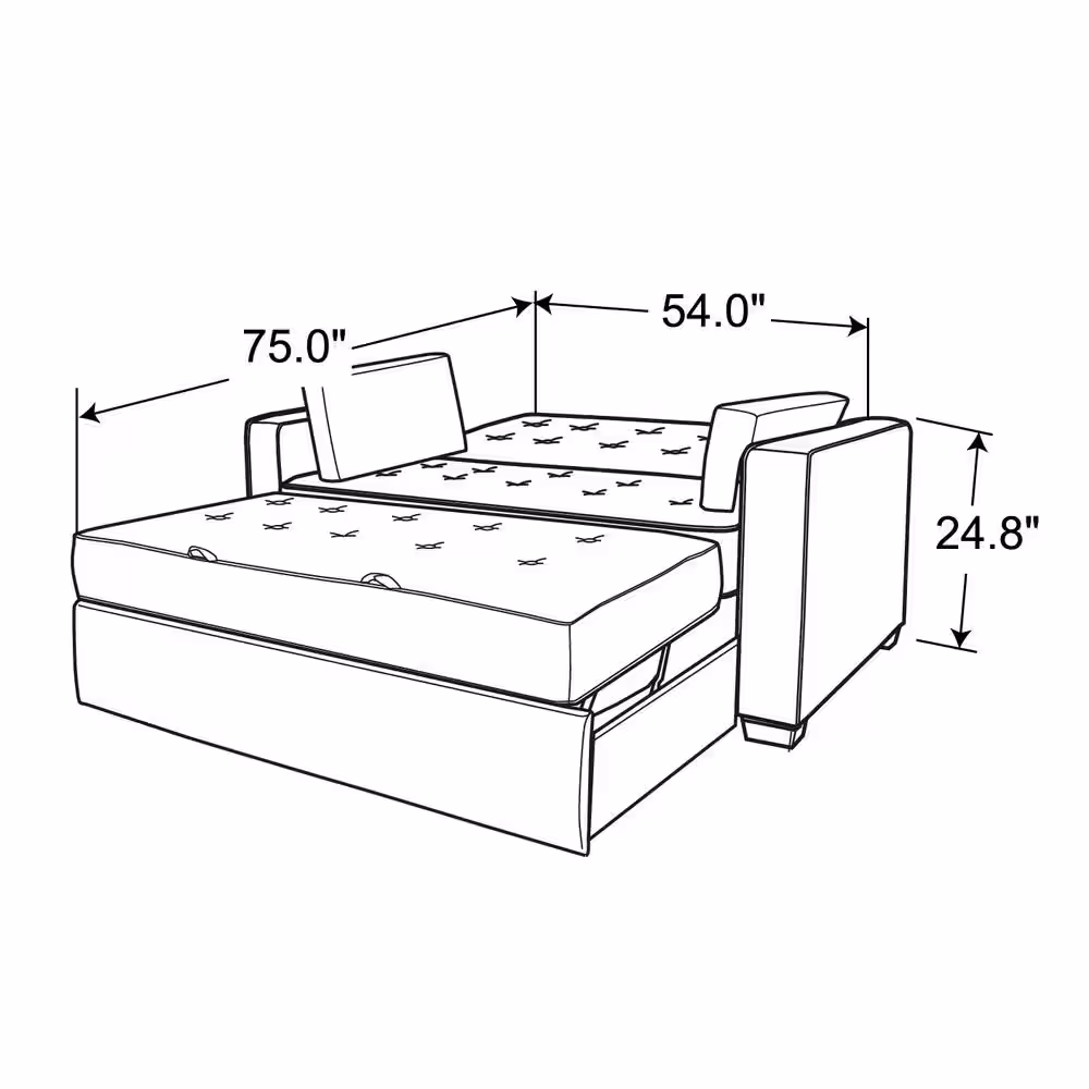 Serta Augustus 37.6 in. Java Polyester 3-Seater Convertible Tuxedo Sofa with Square Arms