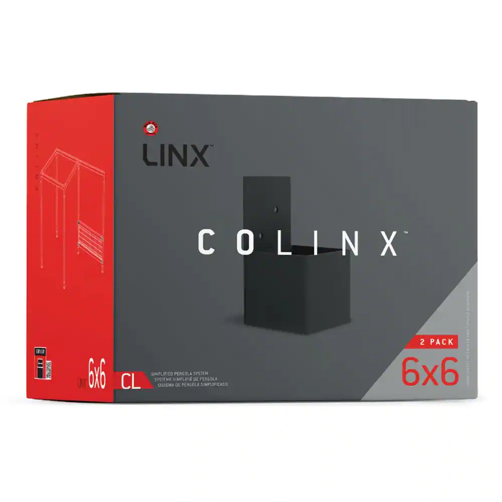 WILD HOG LINX 6 in. CoLinx Pergola Black Steel Post Wall and Railing Bracket for 6x6 Wood Posts (2-Pack)