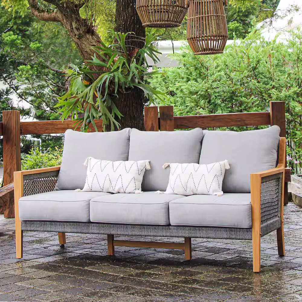 Cambridge Casual Nassau 4-Piece Teak Wood Patio Conversation Set with Gray Cushion