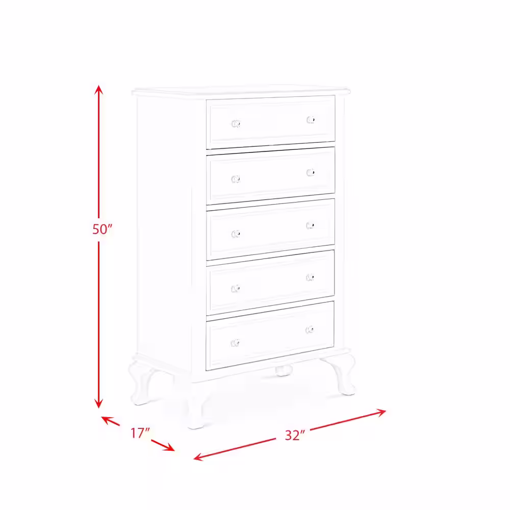 Picket House Furnishings Jenna 5-Drawer White Chest