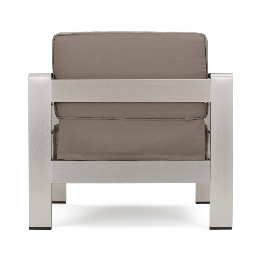 Noble House Caius Khaki 2-Piece Aluminum Deep Seating Set with Khaki Cushions