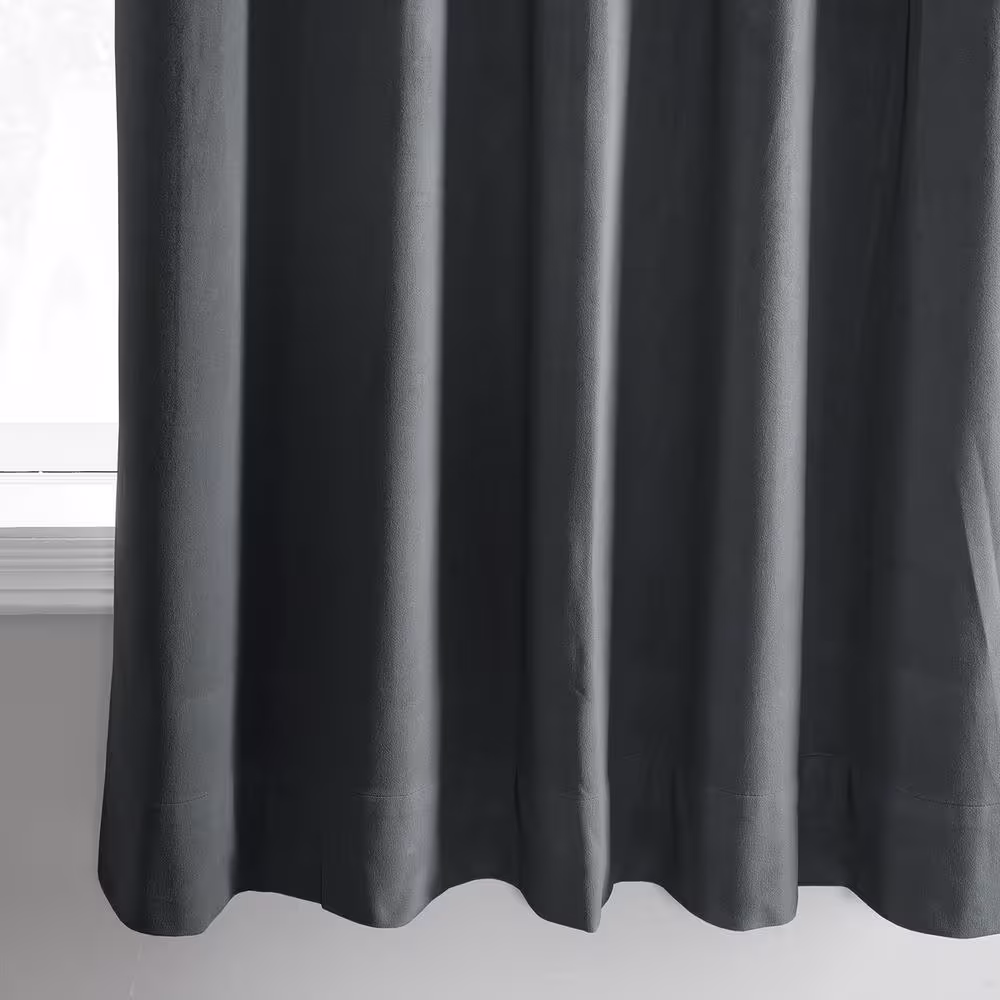 Exclusive Fabrics & Furnishings Natural Grey Rod Pocket Blackout Curtain - 50 in. W x 63 in. L (1 Panel)