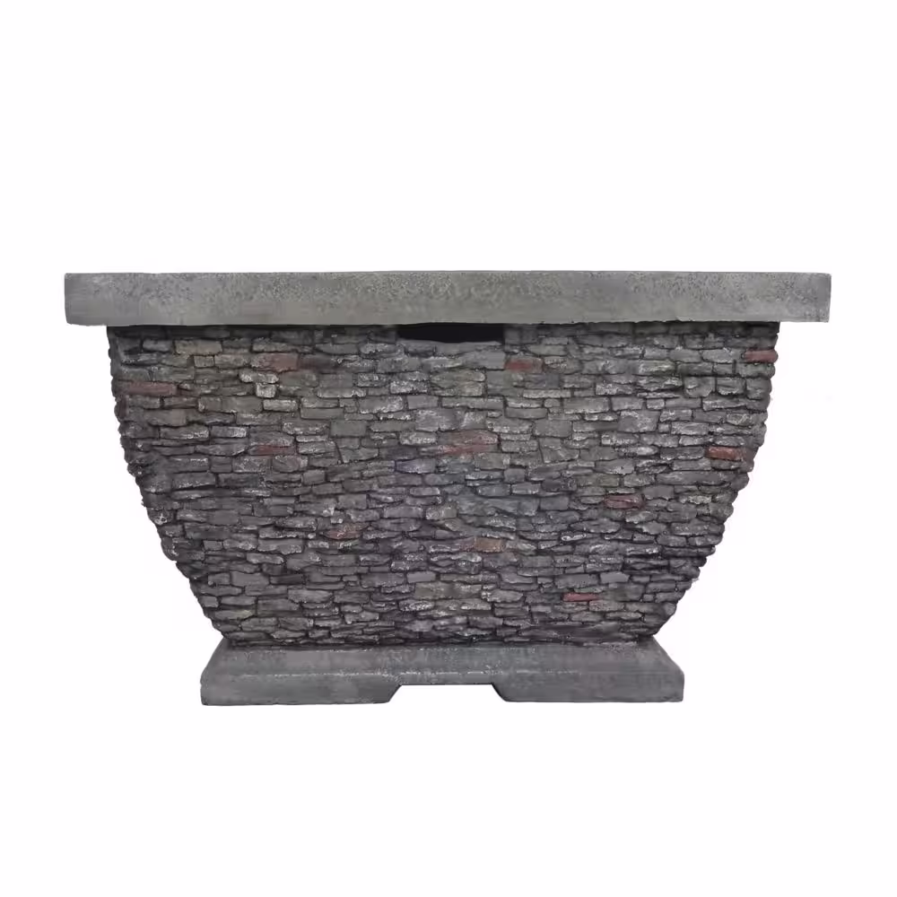 Noble House Karina 32 in. x 20 in. Square Concrete Wood Burning Fire Pit in Grey