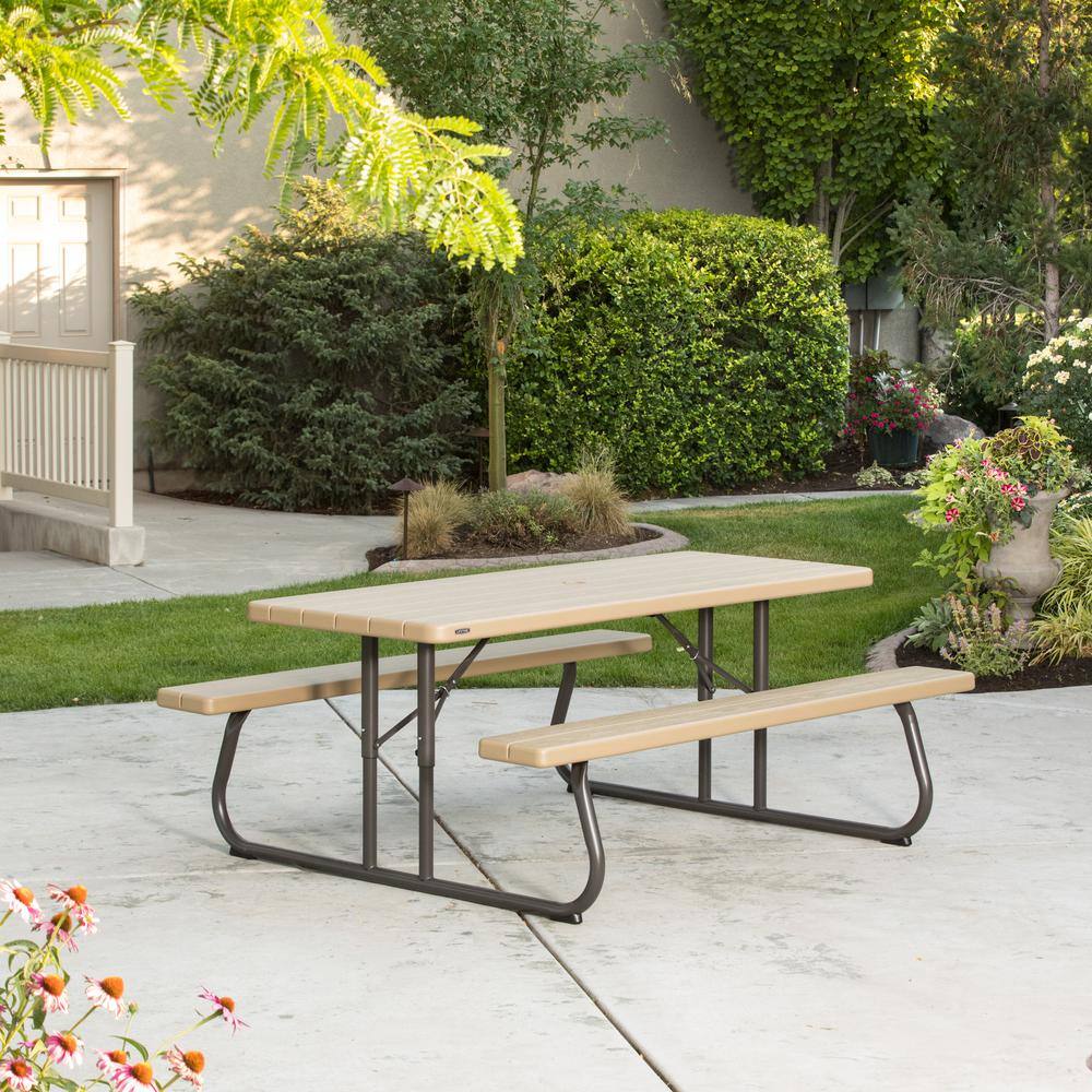 Lifetime 6 ft. Folding Picnic Table: Heather Beige
