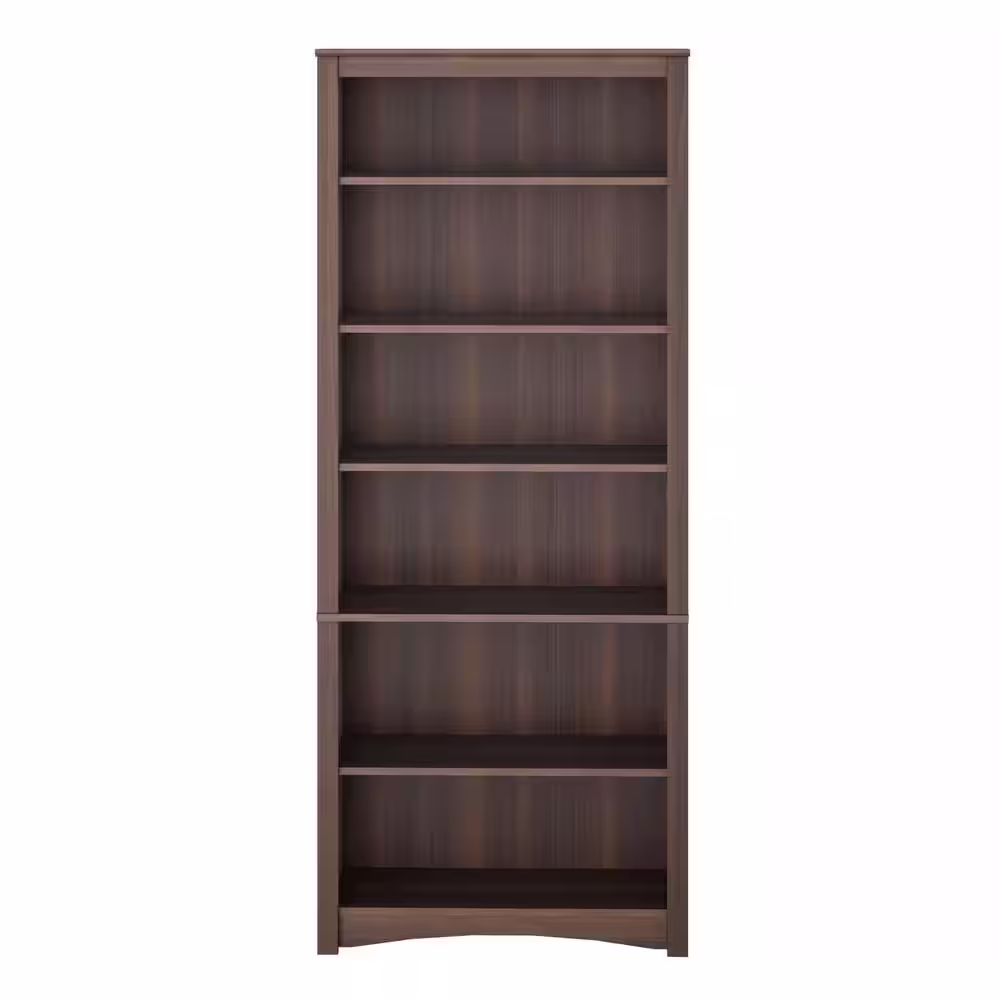 Prepac 77 in. Espresso Wood 6-shelf Standard Bookcase with Adjustable Shelves