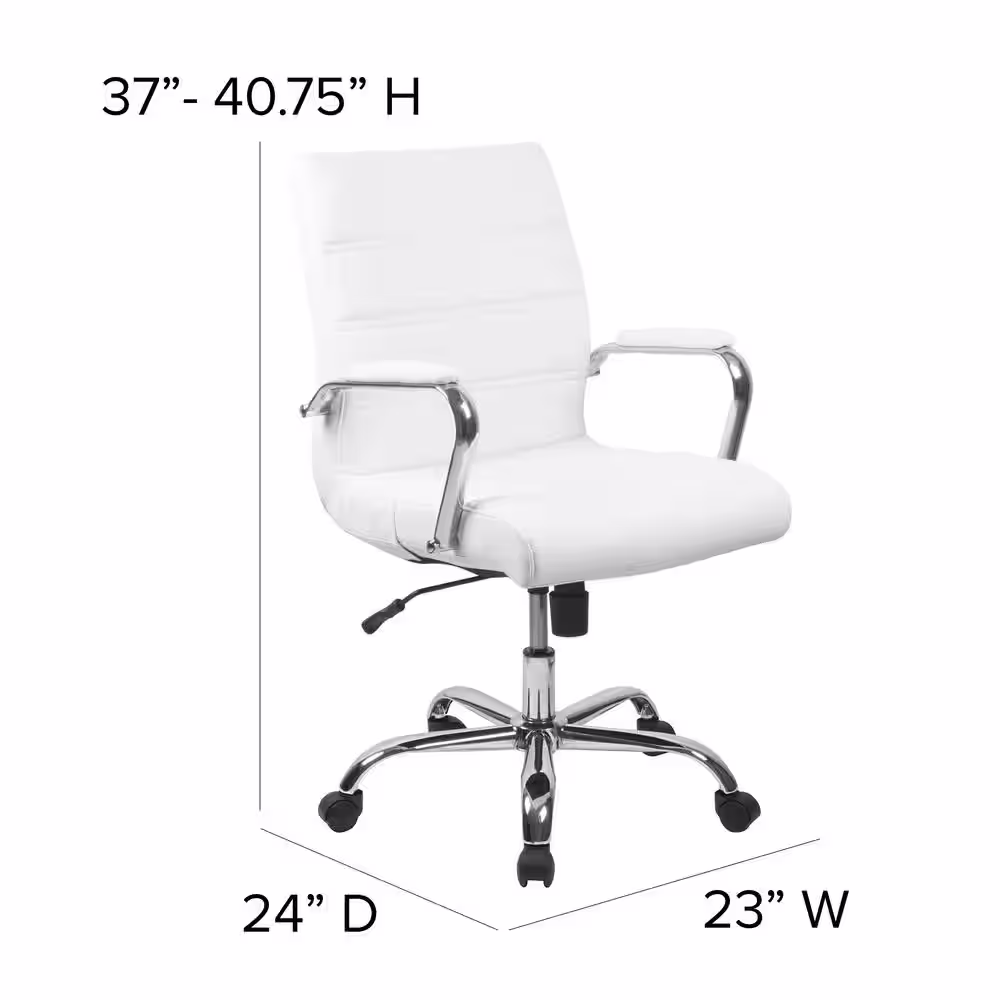 Flash Furniture Faux Leather Swivel Ergonomic Office Chair in White