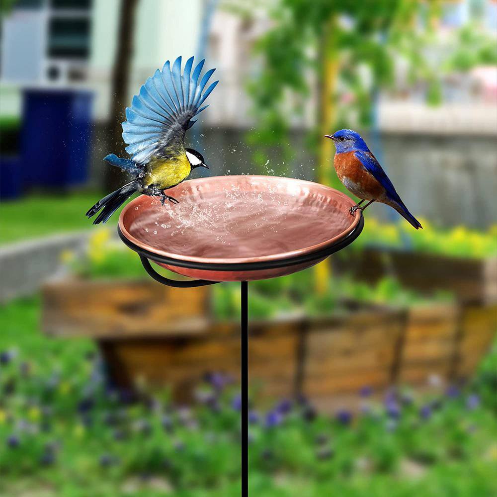 Monarch Abode Monarch Pure Copper Hand Hammered Standing Bird Bath